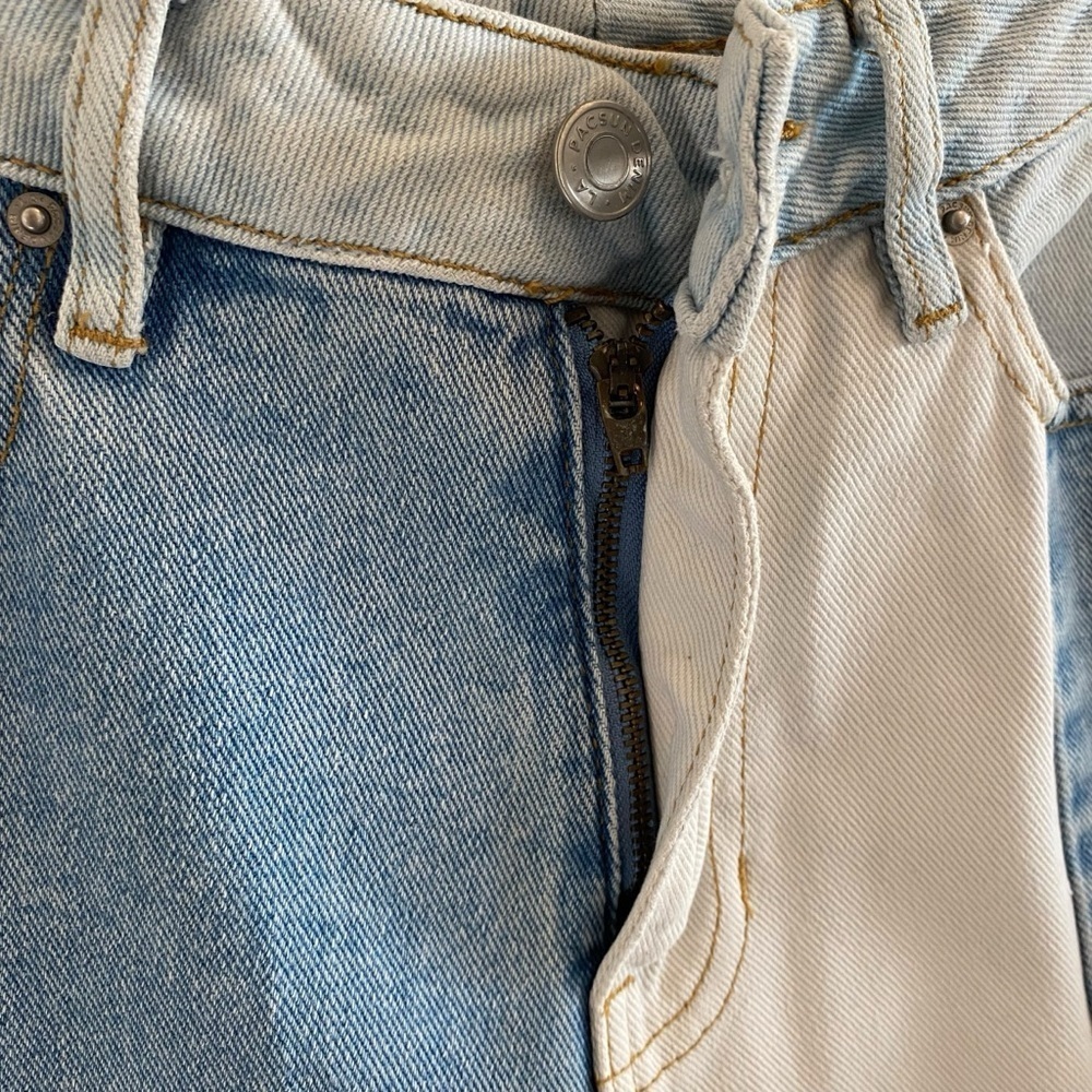 Pacsun Eco Hopper Patch Mom Jean Two Tone Blue Wash - Picture 6 of 14